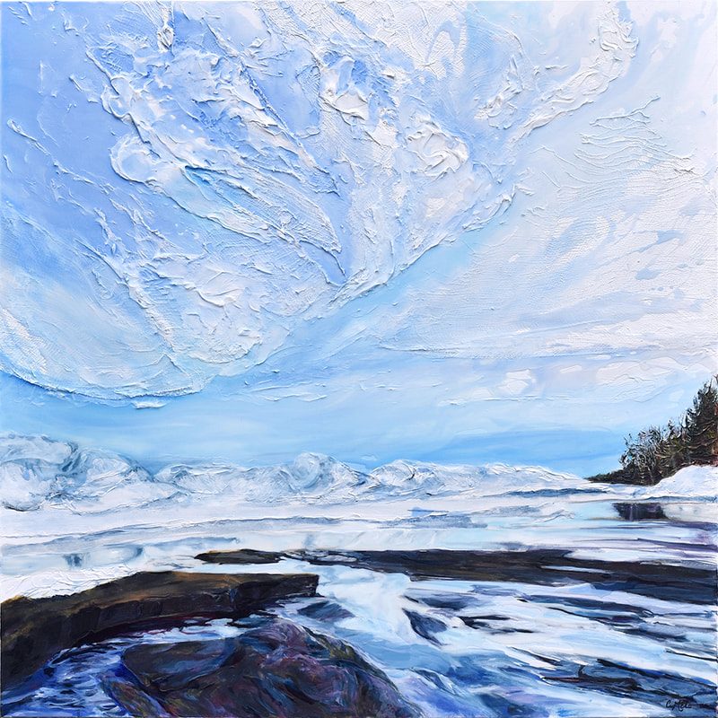 Available work, Icescape XI , 2020. Acrylic & Mixed Media on Canvas, 36 x 36 inches