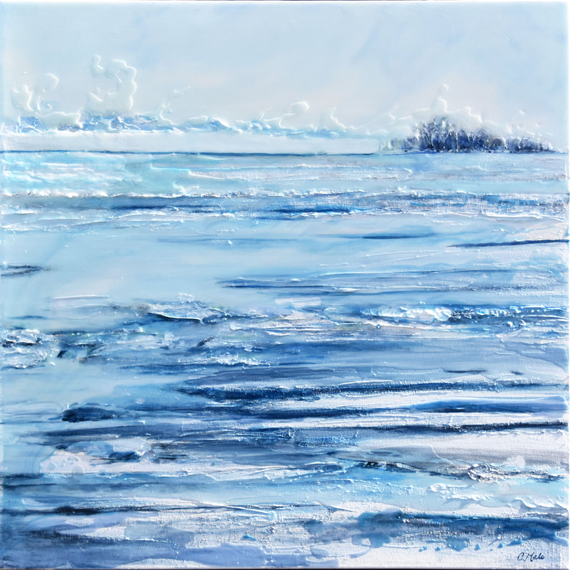 Available Work, Icescape XIV, 2021. Acrylic & Mixed Media on Canvas, 24 x 24 inches, $750